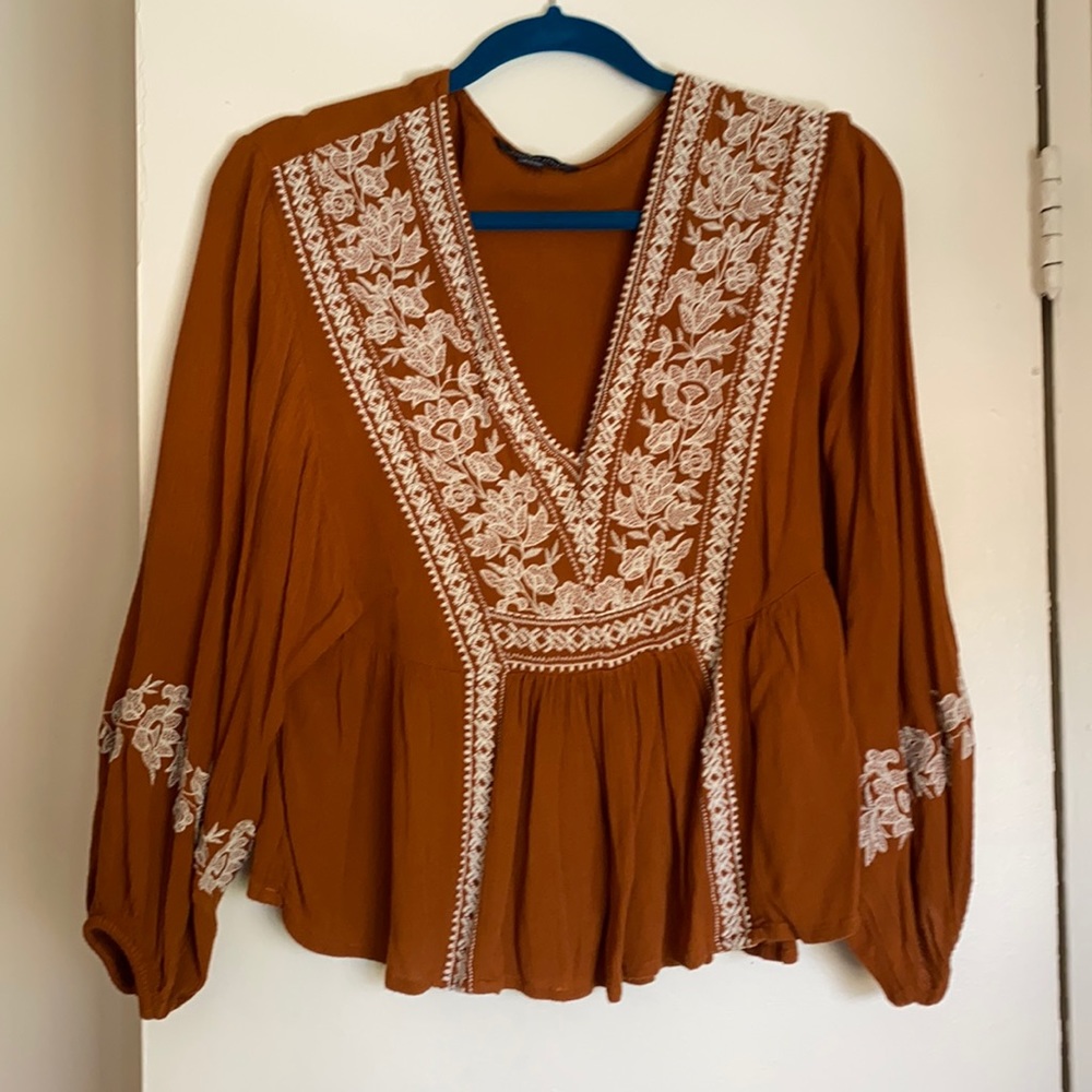 Embroidered boho top